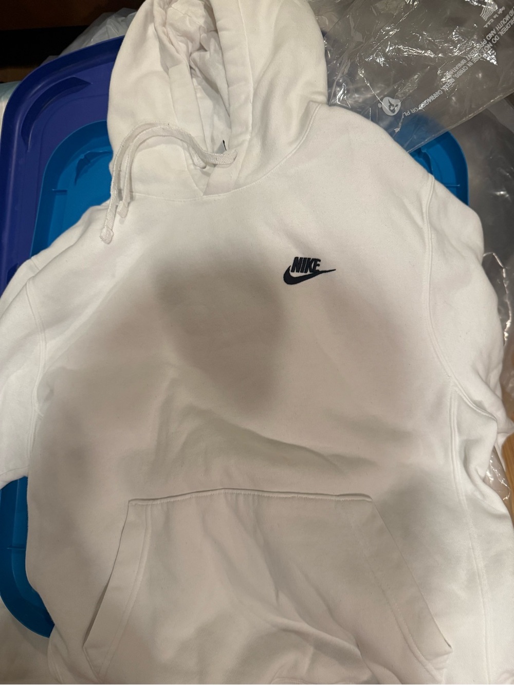 Nike White Hoodie with Black Swoosh Tag